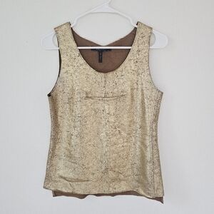 BCBGMaxAzria Metallic Gold Scoop Neck Tank Top